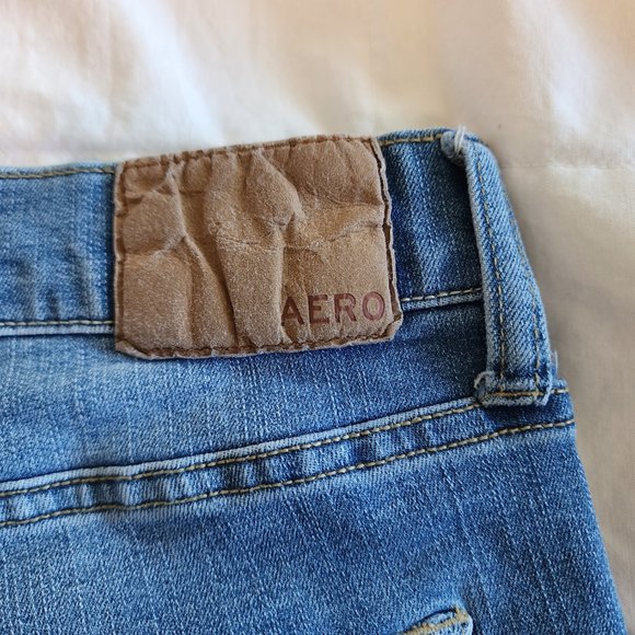 Aeropostale Super Skinny Lightly Worn 34.34 Ripped Blue Jeans - Picture 3 of 4